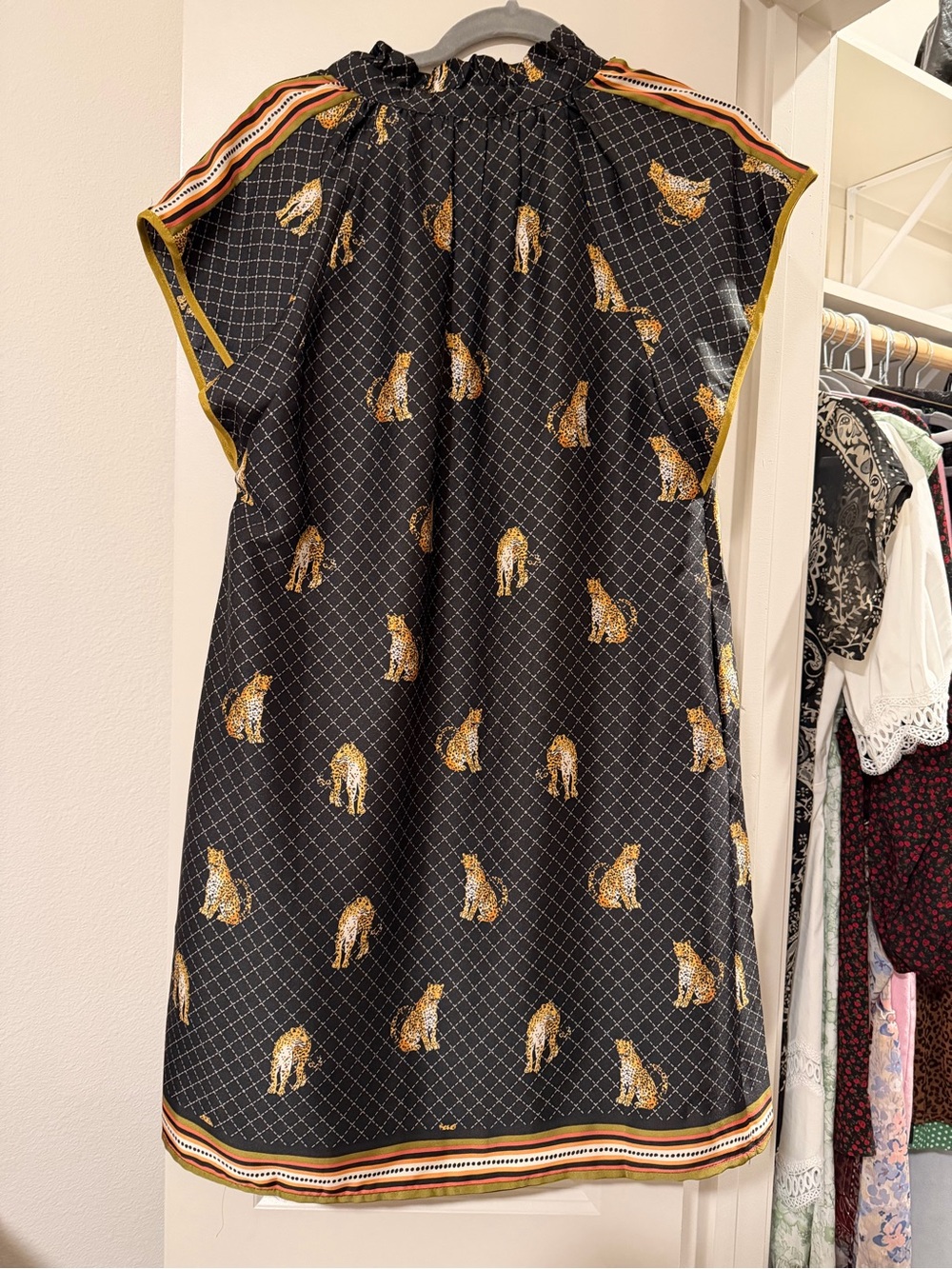 THML Black Mini Dress with Gold Leopard Print - Picture 3 of 3